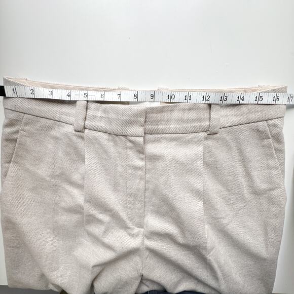 COS Wool Cashmere Wide Leg Cropped Pleated Pants Beige Trousers - Picture 12 of 16